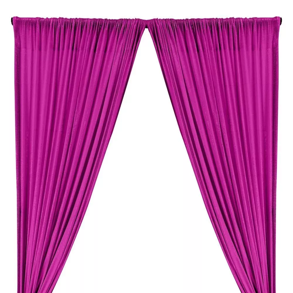 All-Over Micro Sequins Starlight On Stretch Mesh Rod Pocket Curtains – Fuchsia