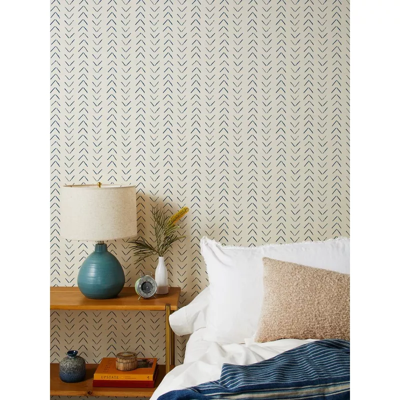 ‘Arrows’ Grasscloth Wallpaper by Nathan Turner – Navy