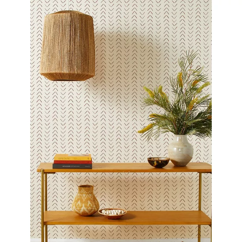 ‘Arrows’ Grasscloth Wallpaper by Nathan Turner – Rust