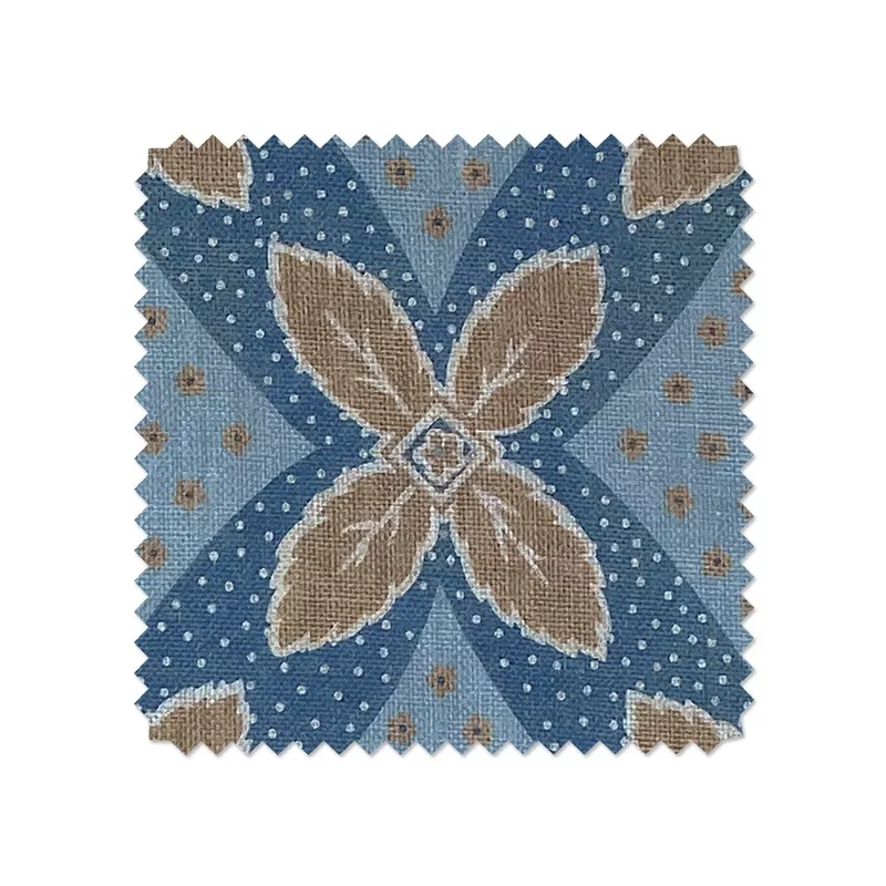 ‘Arthur’ Linen Fabric by Nathan Turner – Taupe on Blue