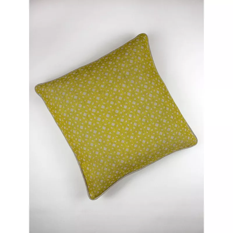 ‘Barbie Dreamhouse Breezeblocks’ Throw Pillow – Daffodil on Flax Linen