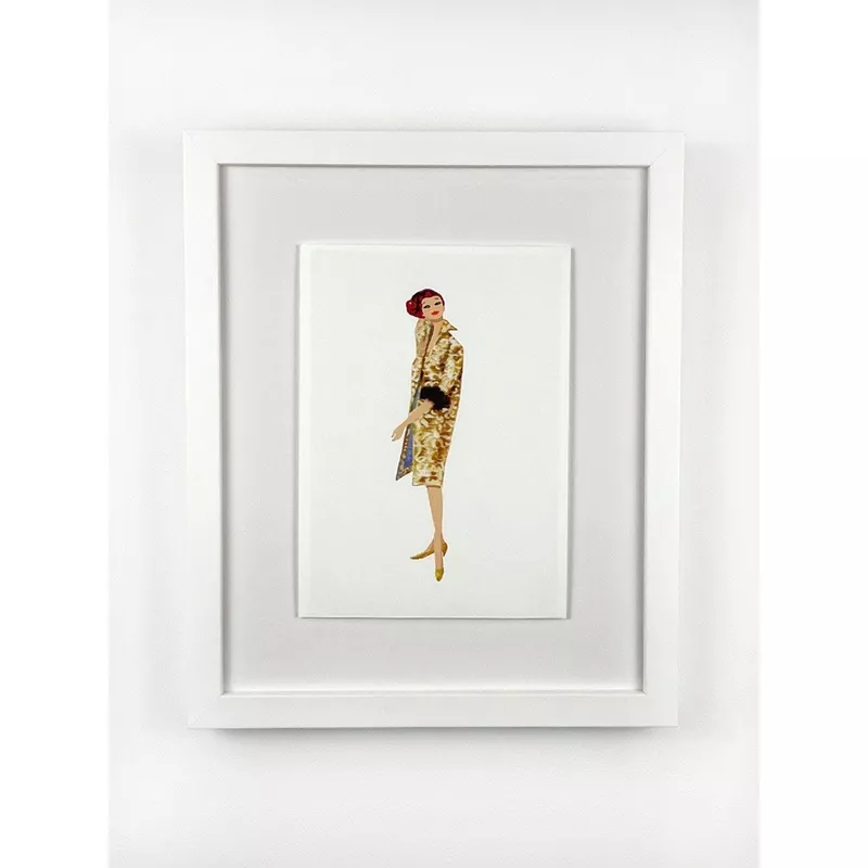 ‘Barbie Vintage Gold Coat Framed Art