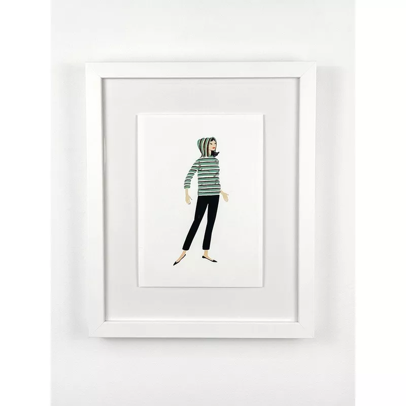 ‘Barbie Vintage Striped Sweater Framed Art