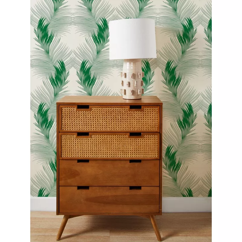 ‘Belafonte Palm’ Grasscloth Wallpaper by Nathan Turner – Green