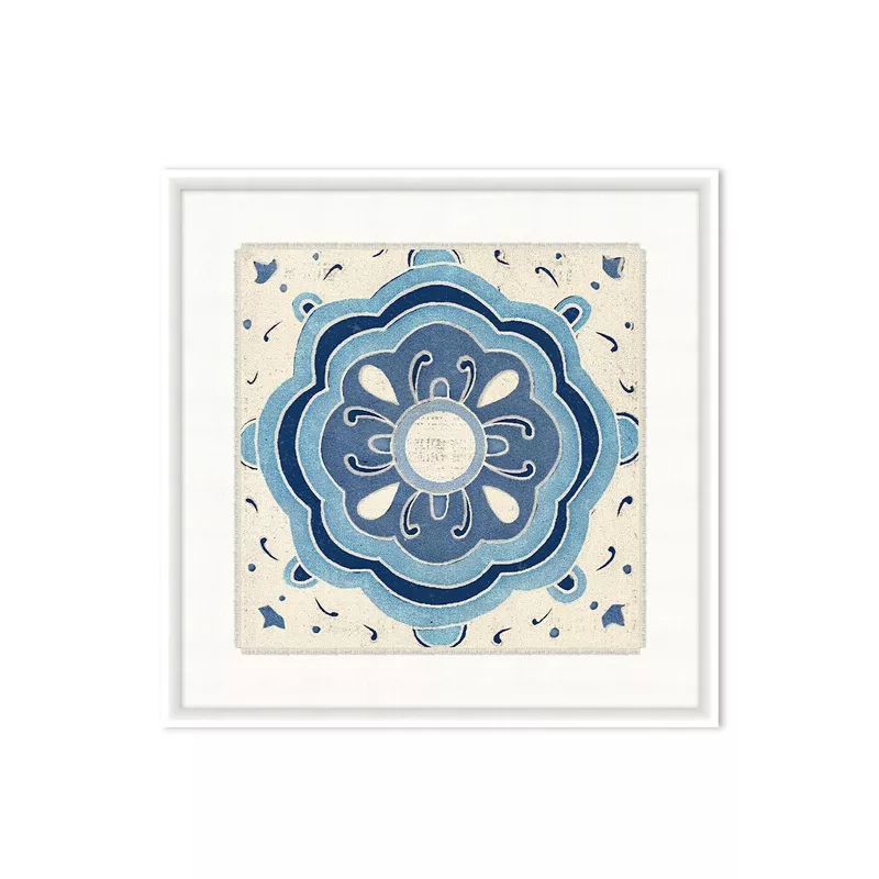 ‘Blue Talavera Tile Ensenada’ on Canvas by Nathan Turner Framed Art