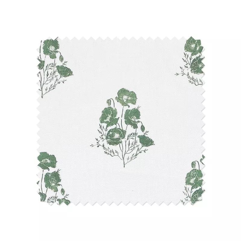‘California Poppy’ Linen Fabric by Nathan Turner – Green