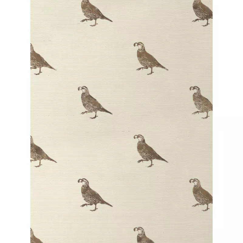 ‘California Quail’ Grasscloth Wallpaper by Nathan Turner – Brown