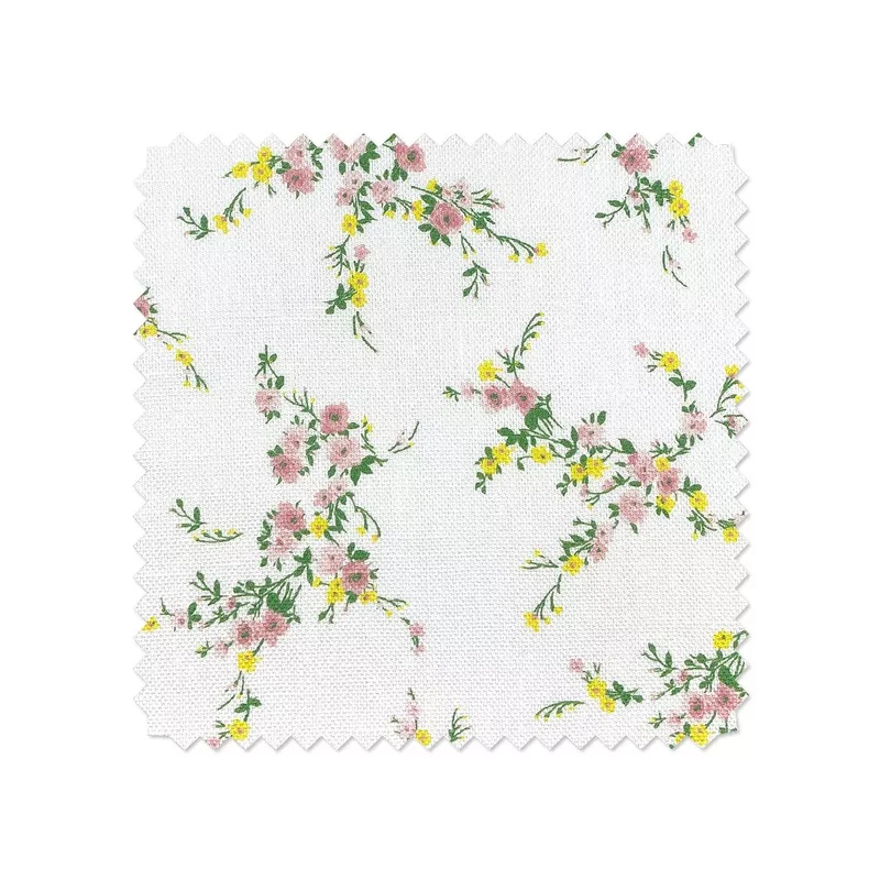 ‘Jolene’ Linen Fabric by Wallshoppe – Lemon & Pink