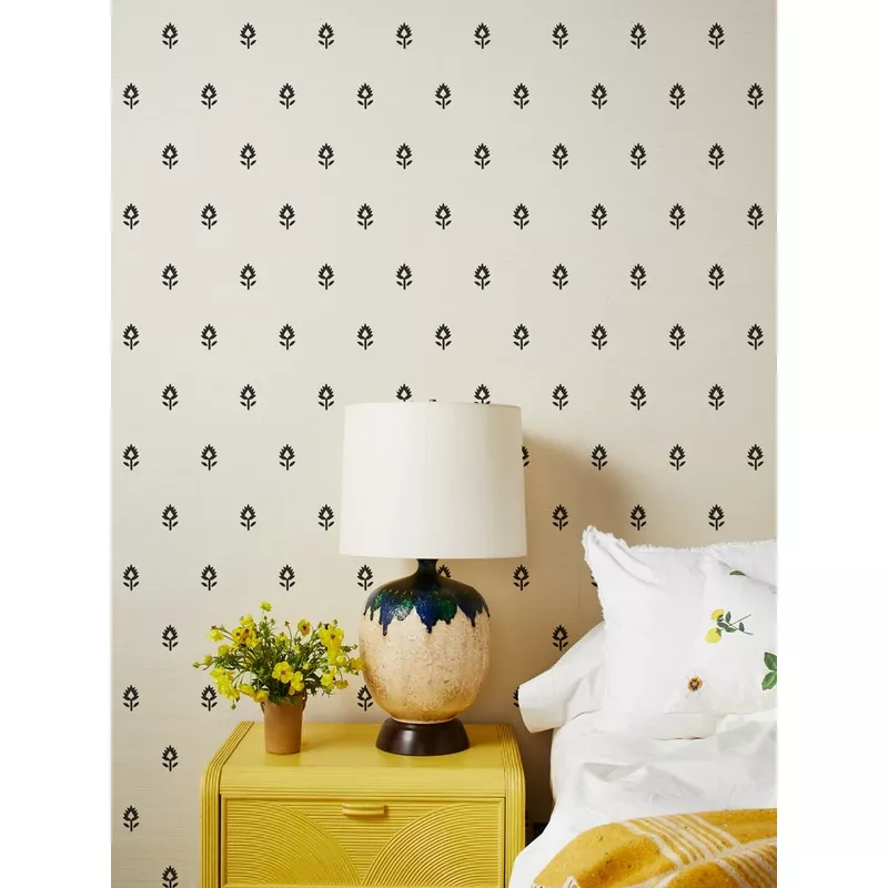 ‘Large Block Print’ Grasscloth Wallpaper by Sugar Paper – Black