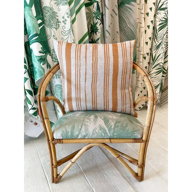 ‘Painted Stripes’ Throw Pillow by Nathan Turner – Terracotta on Flax Linen