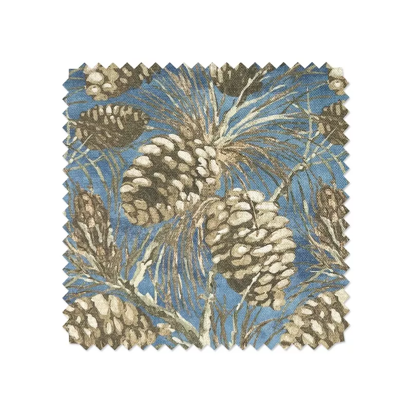 ‘Pinecones’ Linen Fabric by Nathan Turner – Blue
