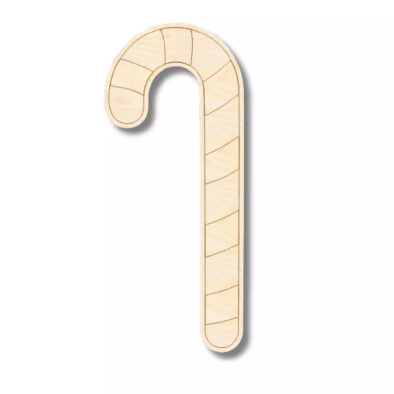 Unfinished Wood Etched Candy Cane Shape | Paint By Line Crafts | up to 30″ DIY