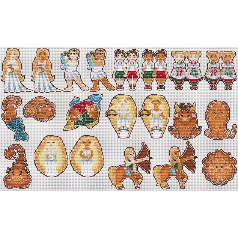 Zodiac signs gingerbreads– PDF Cross Stitch Pattern